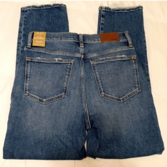 🆕 Madewell Blue Slim Demi Boot Frayed Raw Hem Jeans, Size 27, New - Picture 5 of 14
